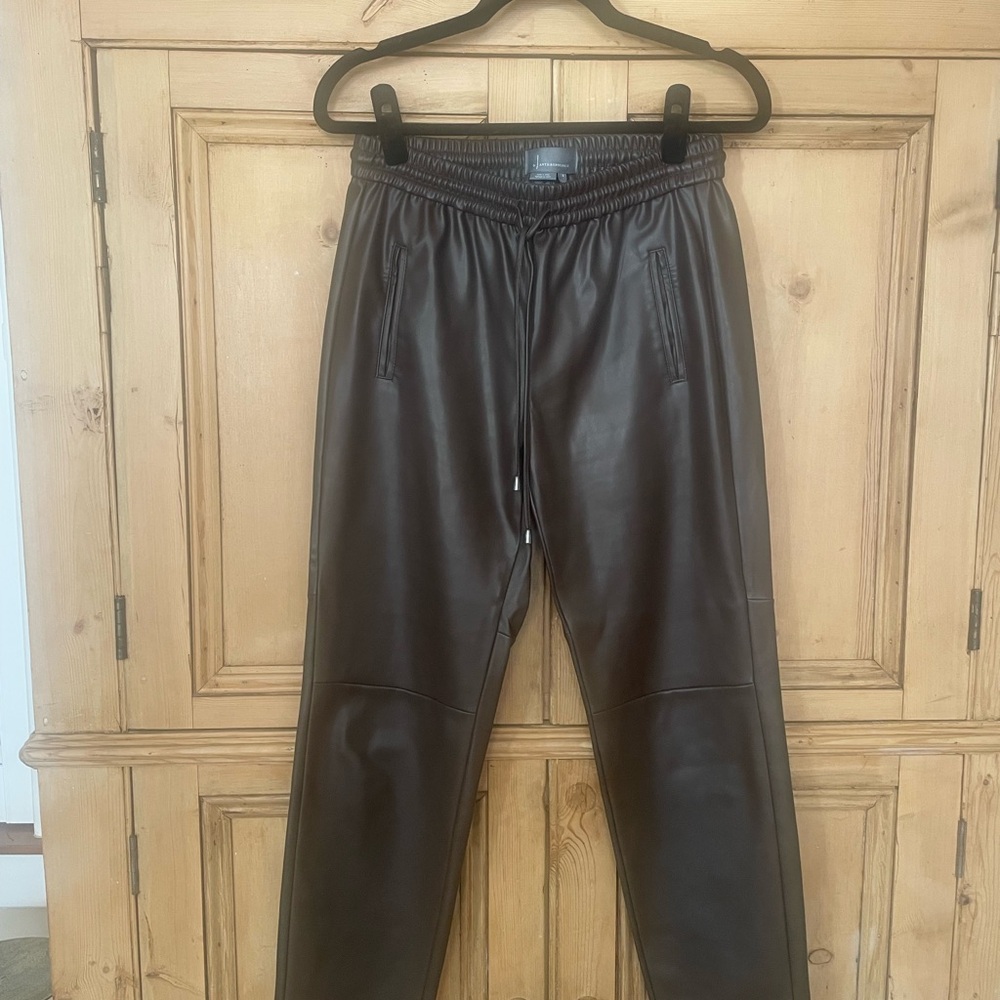 Anthropologie Dark Brown Faux Leather Pant